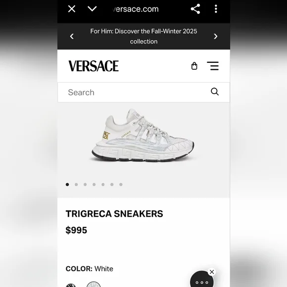 Versace WMNS Trigreca 'White Low-top Sneakers Women's 38.8 US Size 8 (NIB) - Picture 2 of 13